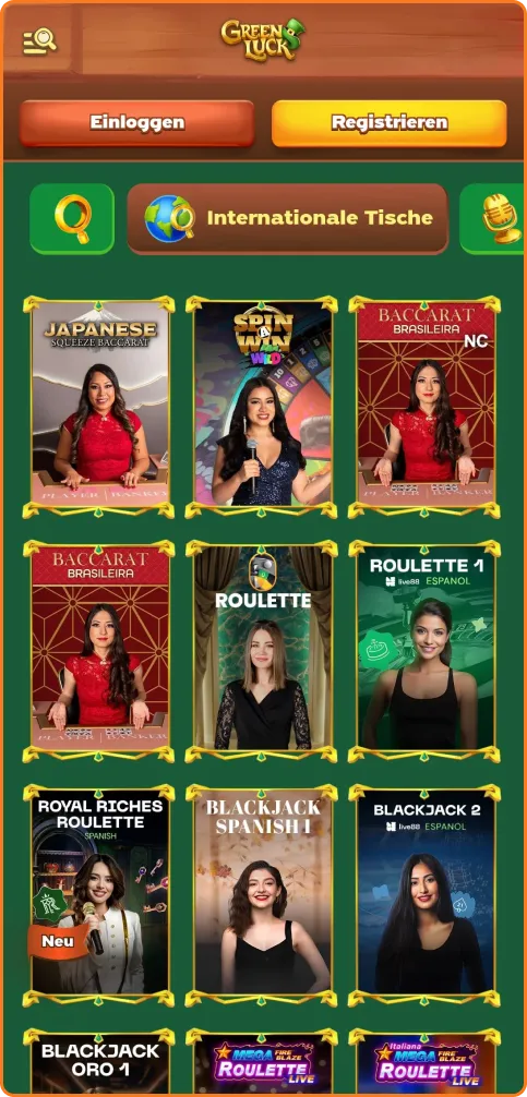 Internationale Live-Tische im Casino