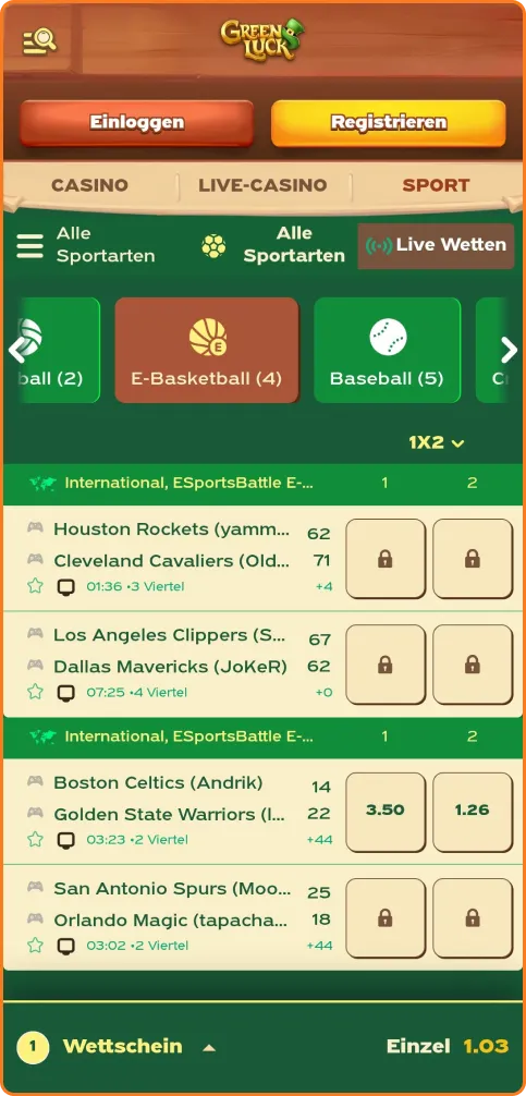 Live-Wetten: E‑Basketball